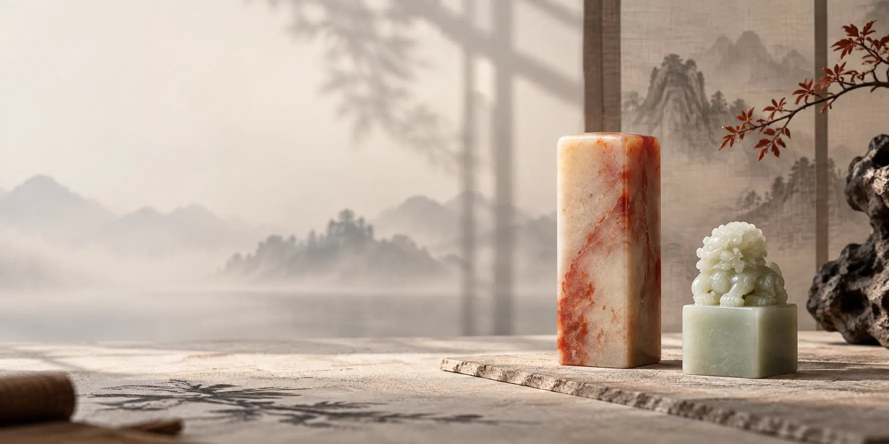 Hand-finished natural stone seals in a quiet studio