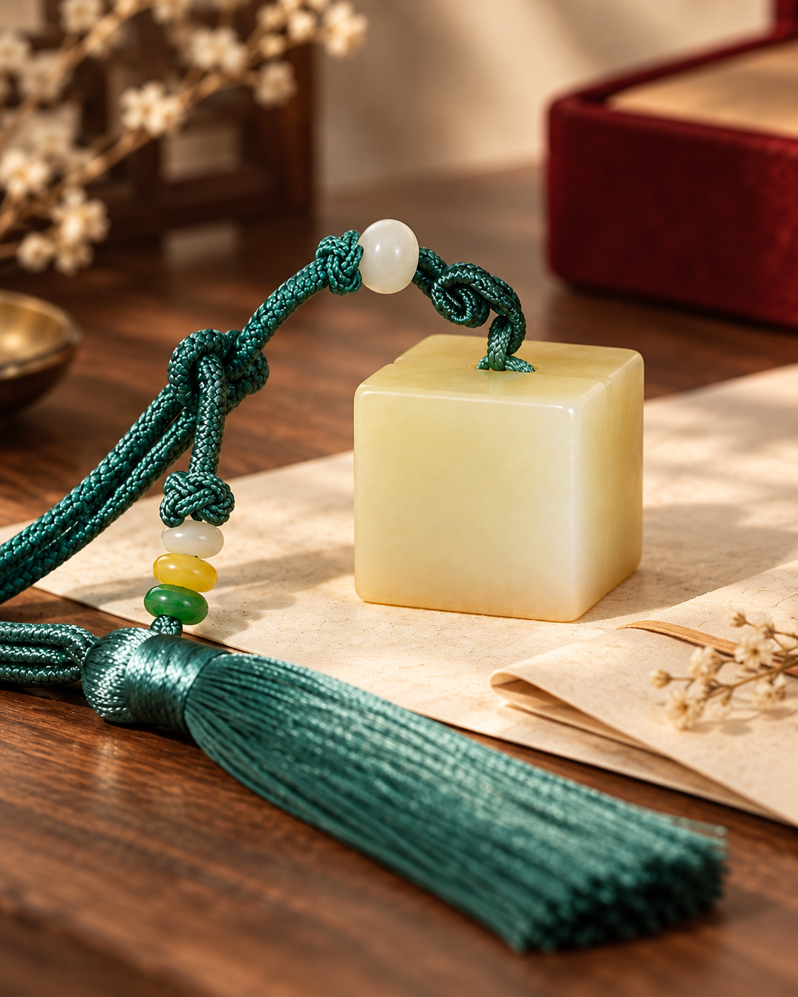 Cloud Jade Pendant | Tassel Included - detail view 1