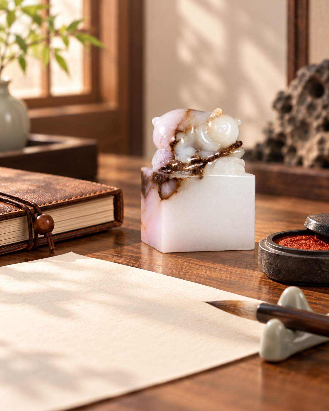 Ink-Wash Panda Seal | Natural Stone