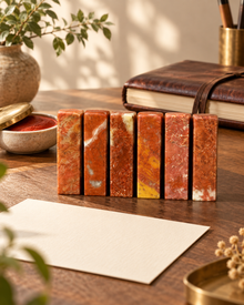 Crimson Gold Square Seal Set | Natural Stone