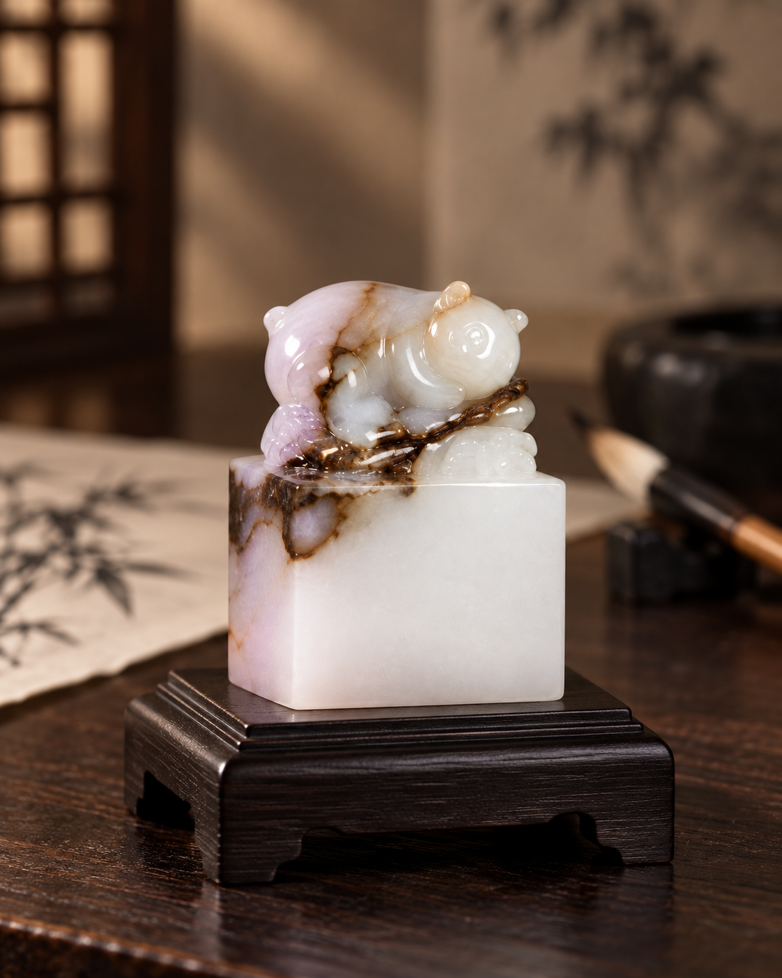 Ink-Wash Panda Seal | Natural Stone