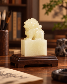 Amber Orange Qilin Seal | Natural Stone
