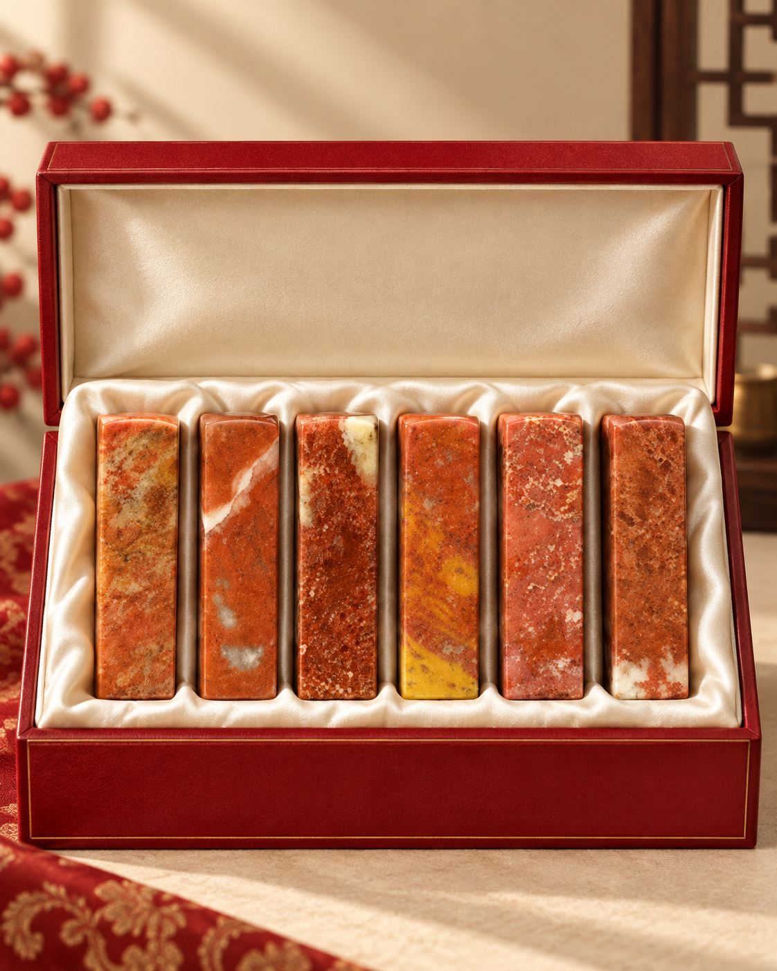 Crimson Gold Square Seal Set | Natural Stone - detail view 3