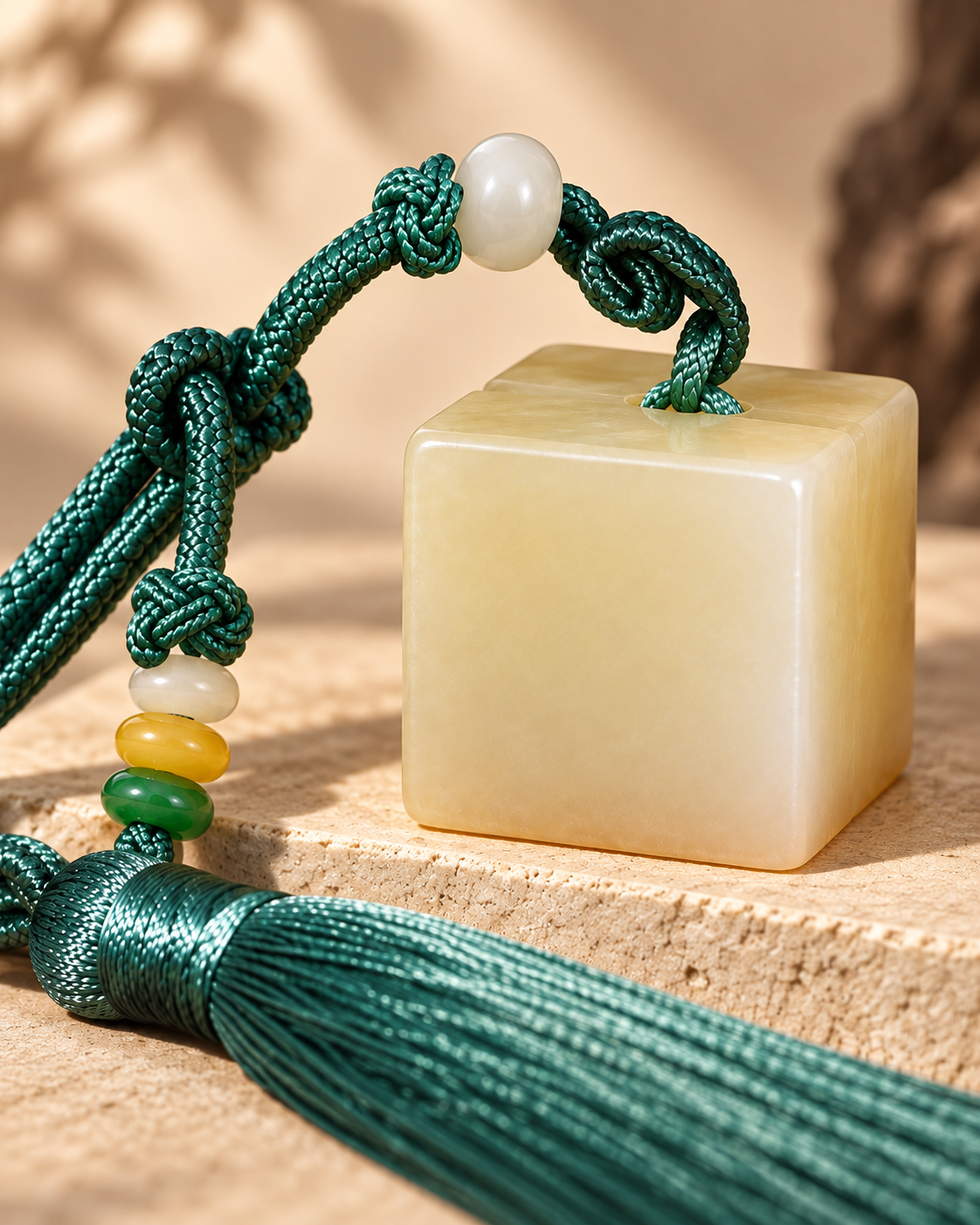 Cloud Jade Pendant | Tassel Included - detail view 4