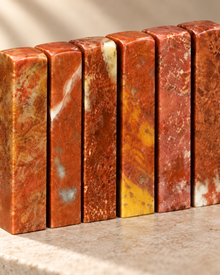 Crimson Gold Square Seal Set | Natural Stone