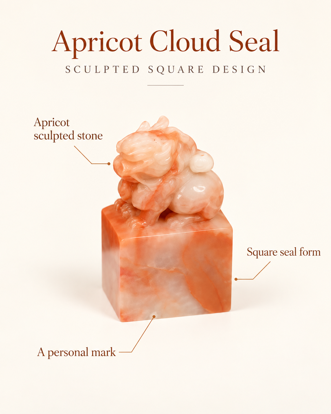 Apricot Cloud Seal | Sculpted Square Design