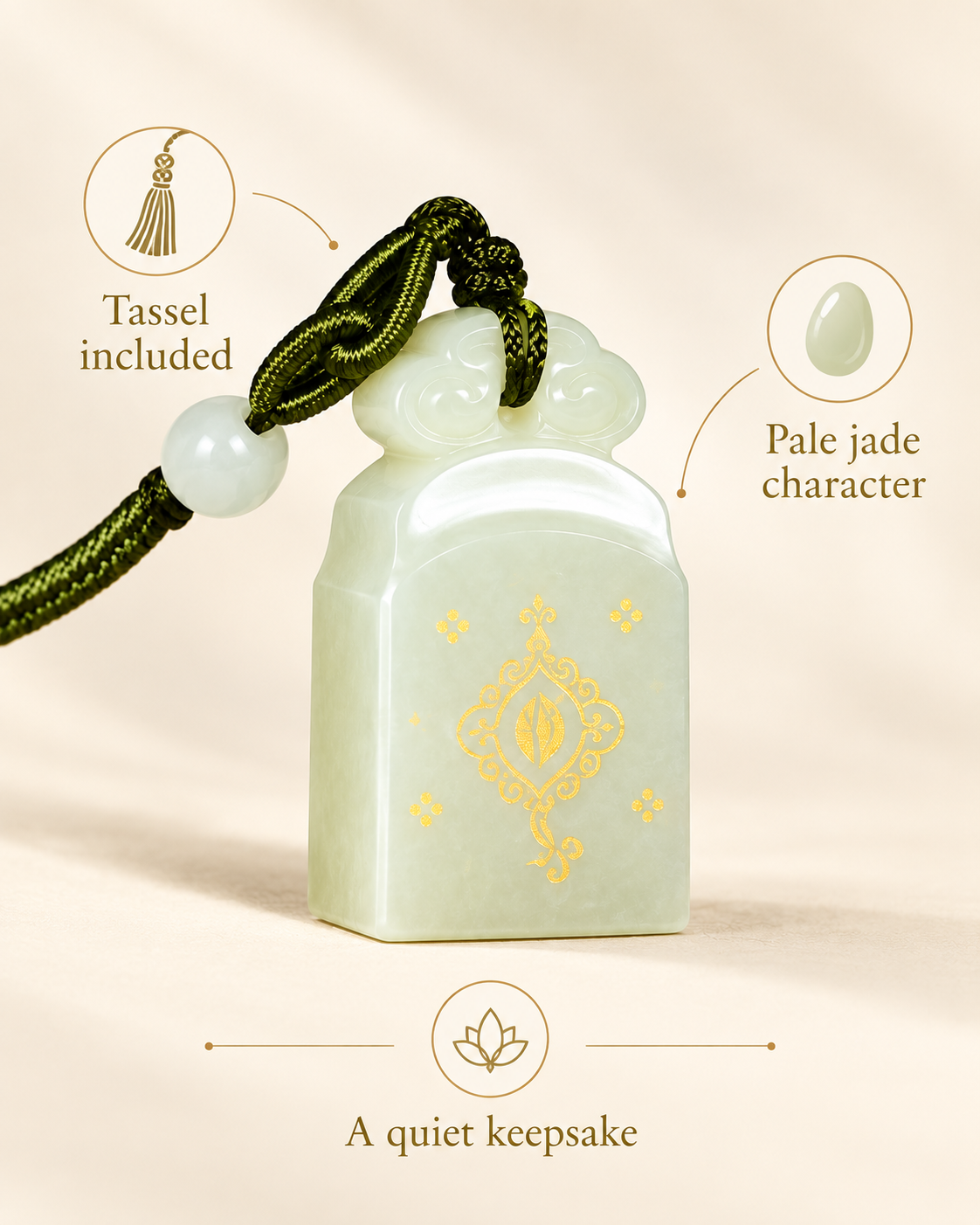 Luminous Jade Pendant | Tassel Included - detail view 6