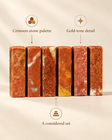 Crimson Gold Square Seal Set | Natural Stone